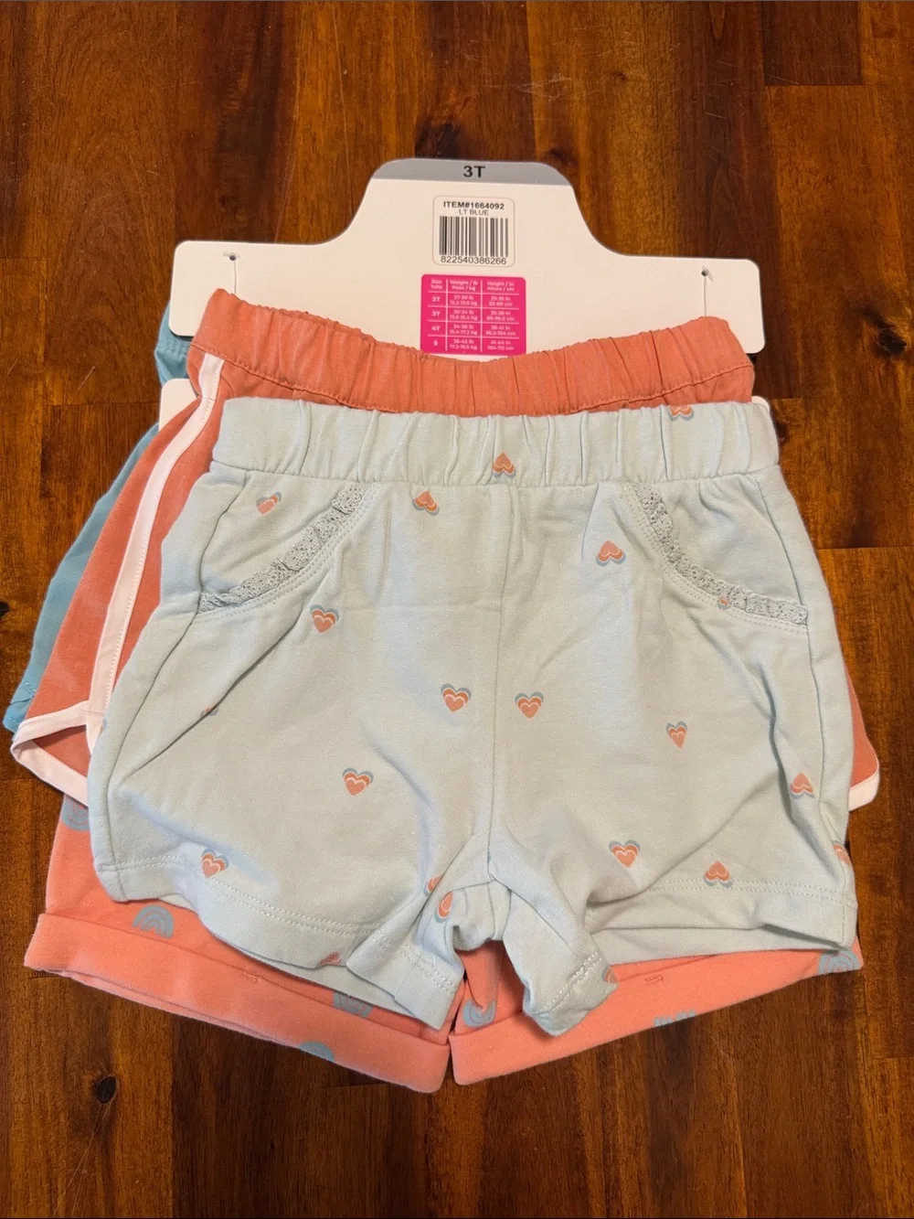 NWT Pekkle Girls 8-Piece Coral & Aqua T-Shirt and Shorts, Mix and Match Set - 3T
